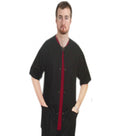 Microfiber Front open 3 pocket unisex solid half sleeve top with snap buttons