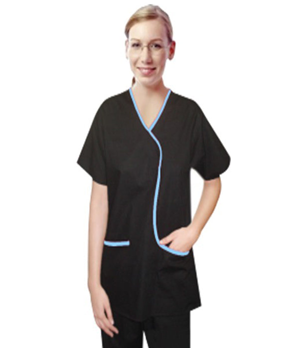Set 5 pocket ladies contrast piping l style solid top half sleeve (top 2pkt with bottom 3pkt)