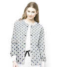 Poplin Unisex Scrub Jacket with Green Square Print - 2 Pockets, Full Sleeves with Rib