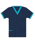 Microfiber Stretch Top v neck 3 pocket half sleeve unisex with 1 pencil pocket at front pocket contrast at pocket style