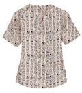 Poplin Women Top in Geometric Print V Neck - 2 Pockets, Half Sleeves