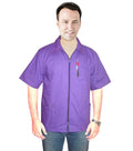 Poplin Unisex Barber Jacket with Collar and Zipper - 3 Pockets, Half Sleeves