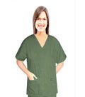Microfiber Stretch Scrub set 9 pocket unisex solid half sleeve (3 pocket top 6 pocket pant half elastic with drawstring)